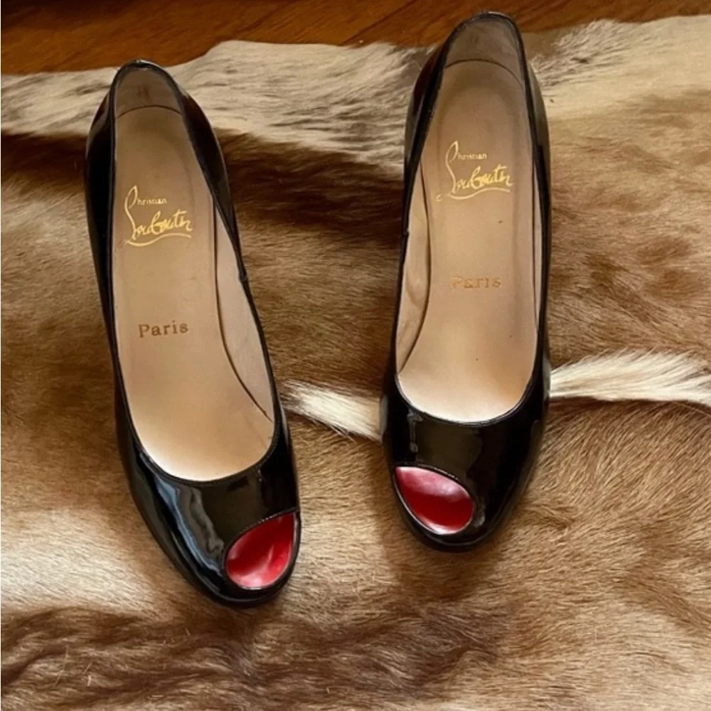 HURRY! Memorial SALE! Christian Louboutin Peep Toe Patent Leather Heel - Picture 1 of 14